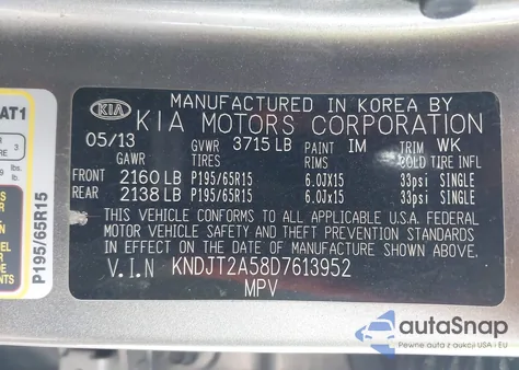 2013 Kia Soul from USA, damaged, VIN KNDJT2A58D7613952